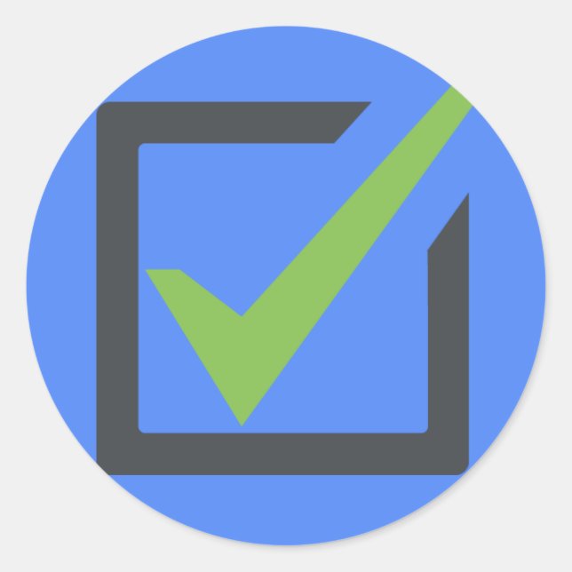 Pegatina Redonda Emoji de casilla de verificación (Anverso)