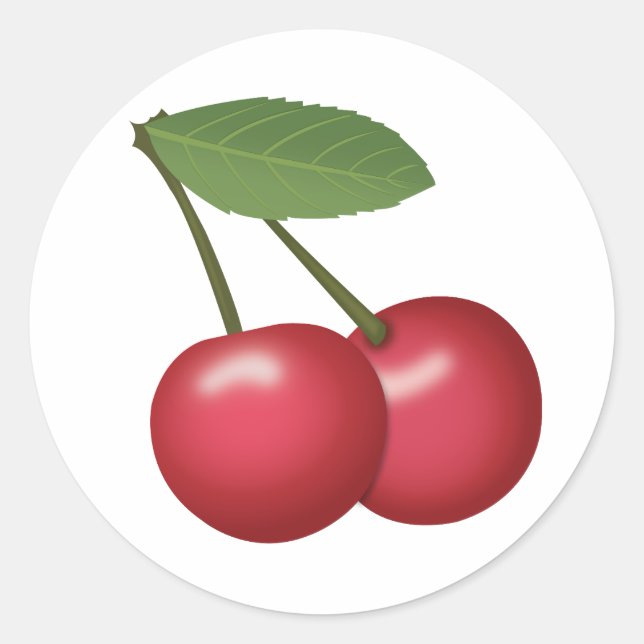 Pegatina Redonda Emoji de cerezas (Anverso)
