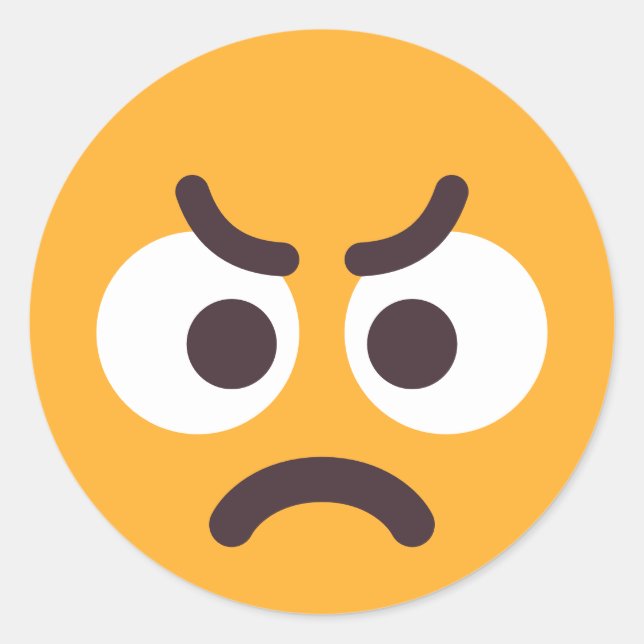 Pegatina Redonda Emoji de colores modificables de la moda enojada (Anverso)