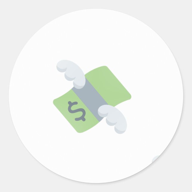 Pegatina Redonda emoji de dinero volante (Anverso)