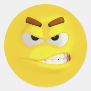 Pegatina Redonda Emoji de efectos 3D enojada