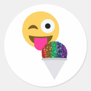 Pegatina Redonda emoji de guiño purpurina