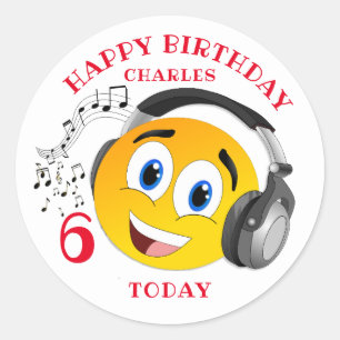 Pegatina Redonda Emoji de historietas personalizada Niños de edad P