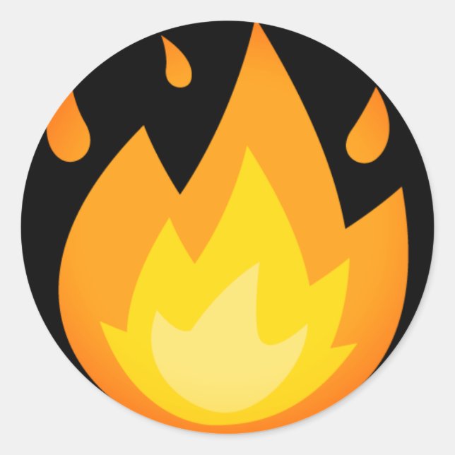 Pegatina Redonda Emoji de incendio (Anverso)