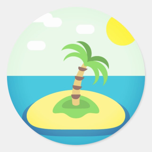 Pegatina Redonda Emoji de Isla Tropical (Anverso)