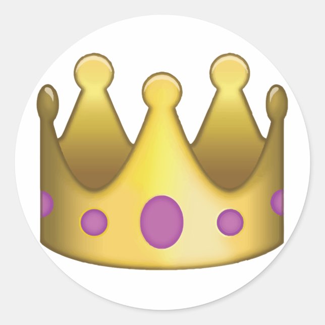 Pegatina Redonda Emoji de la Corona (Anverso)