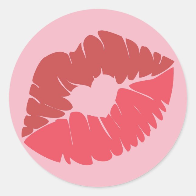 Pegatina Redonda Emoji de los labios besos (Anverso)