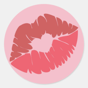 Pegatina Redonda Emoji de los labios del beso