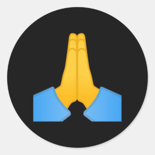Pegatina Redonda Emoji de manos dobladas
