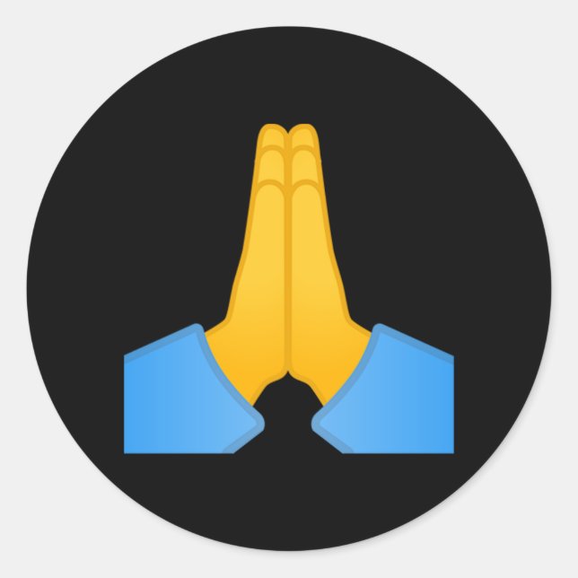Pegatina Redonda Emoji de manos dobladas (Anverso)