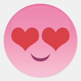 Pegatina Redonda Emoji de ojos cardíacos
