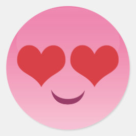 Pegatina Redonda Emoji de ojos cardíacos