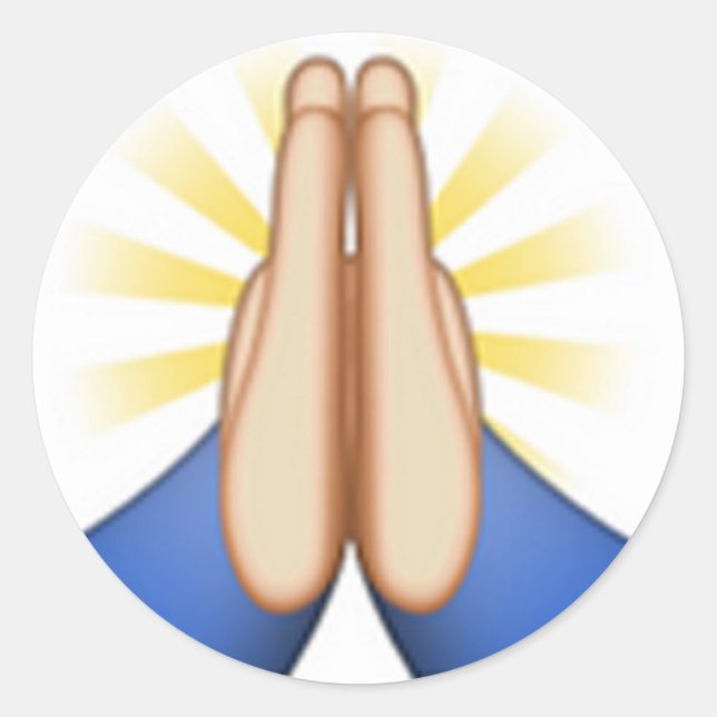 Pegatina Redonda emoji de oración (Anverso)