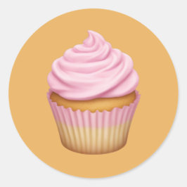 Pegatina Redonda Emoji de pastelitos rosados con escarcha
