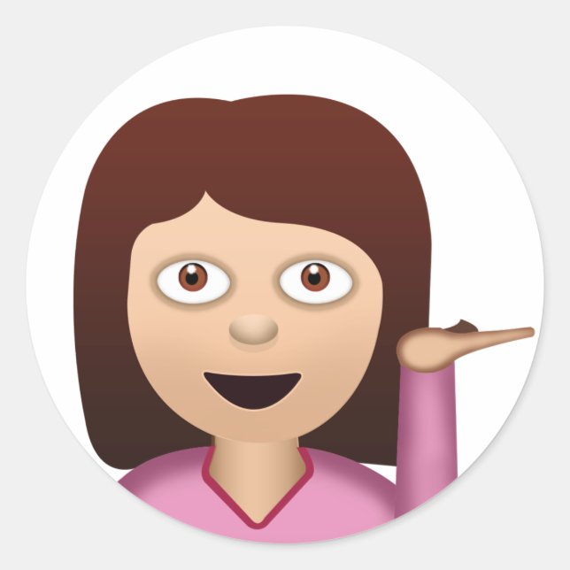 Pegatina Redonda Emoji de persona del servicio de información (Anverso)