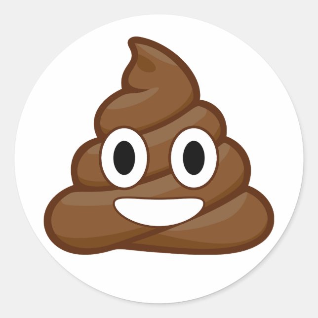 Pegatina Redonda emoji de poop (Anverso)