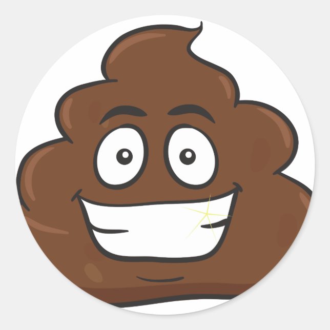 Pegatina Redonda emoji de poop divertida (Anverso)