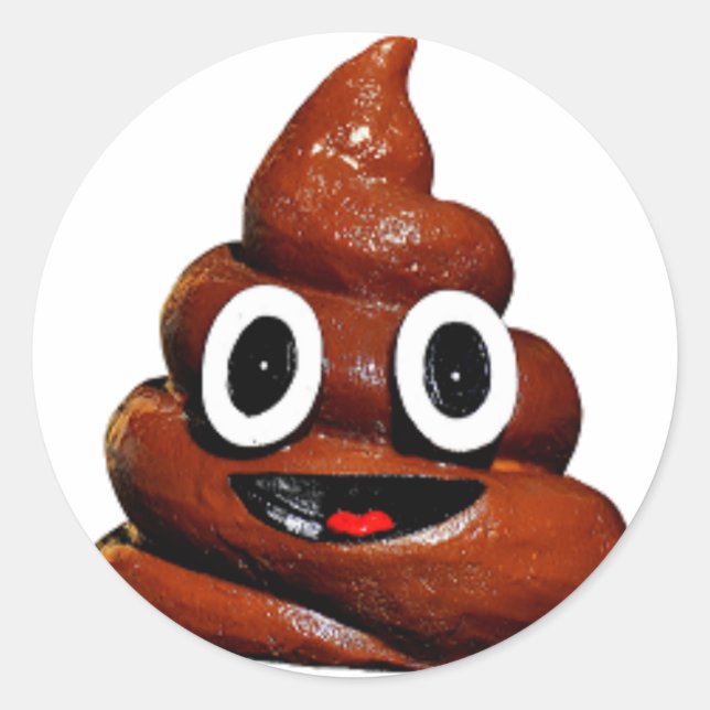 Pegatina Redonda emoji de poop graciosa (Anverso)