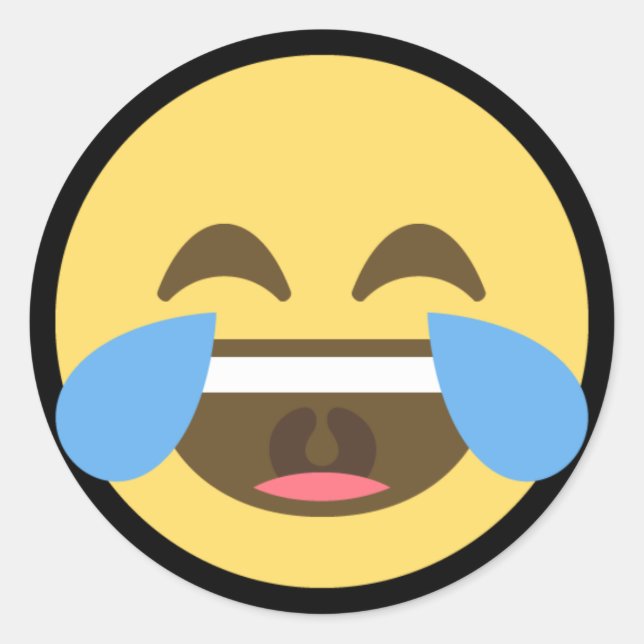 Pegatina Redonda Emoji de reír y llorar (Anverso)