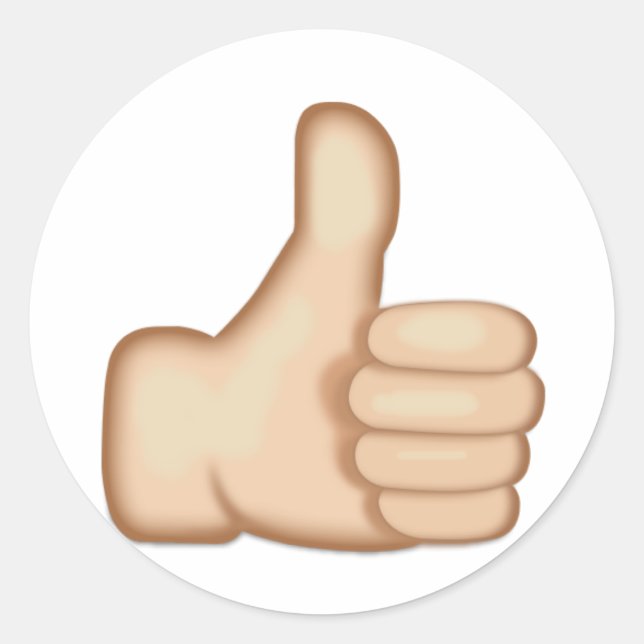 Pegatina Redonda Emoji de Rótulo de Thumbs Up (Anverso)