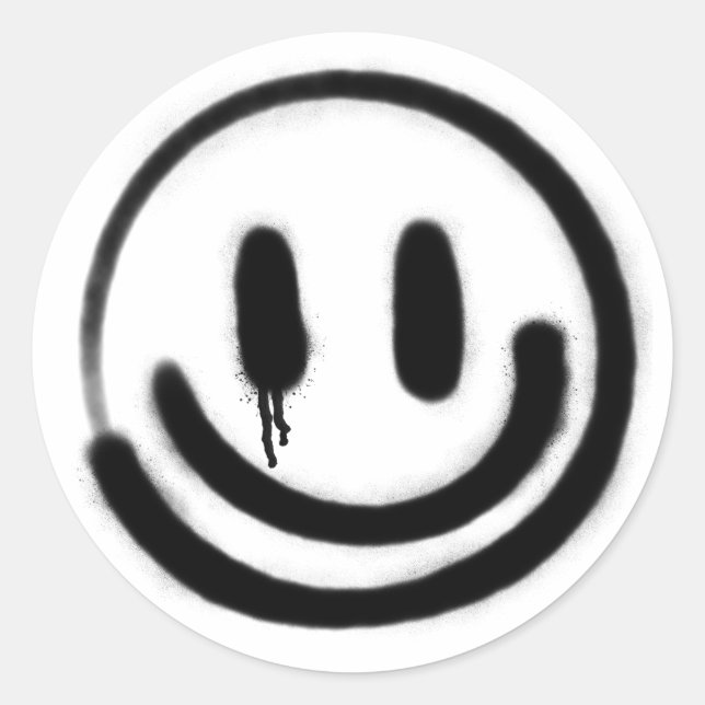 Pegatina Redonda emoji de sonrisa triste (Anverso)
