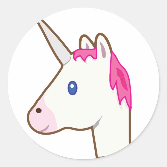 Pegatina Redonda Emoji de Unicornio (Anverso)