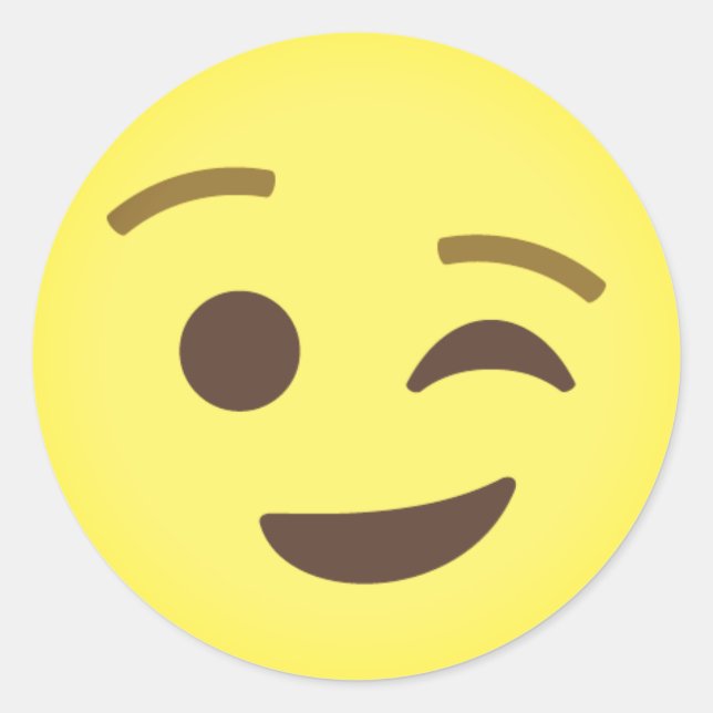 Pegatina Redonda Emoji de Winking (Anverso)
