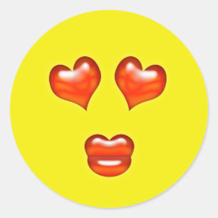 Pegatina Redonda Emoji del beso del amor