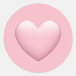 Pegatina Redonda Emoji del corazón rosado - Arte de símbolos suave