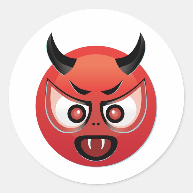 Pegatina Redonda Emoji del diablo (Anverso)