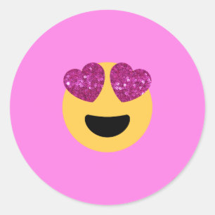 Pegatina Redonda emoji del ojo del corazón