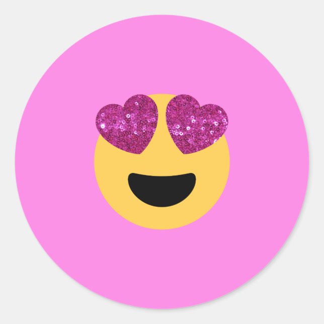 Pegatina Redonda emoji del ojo del corazón (Anverso)