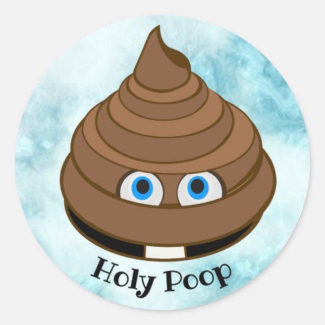 Pegatina Redonda Emoji del Santo Poop (Anverso)