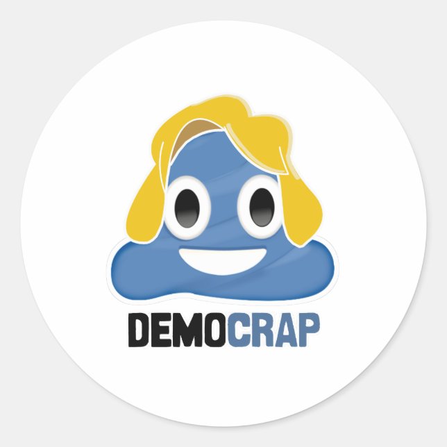 Pegatina Redonda Emoji DEMOCRAP - - (Anverso)