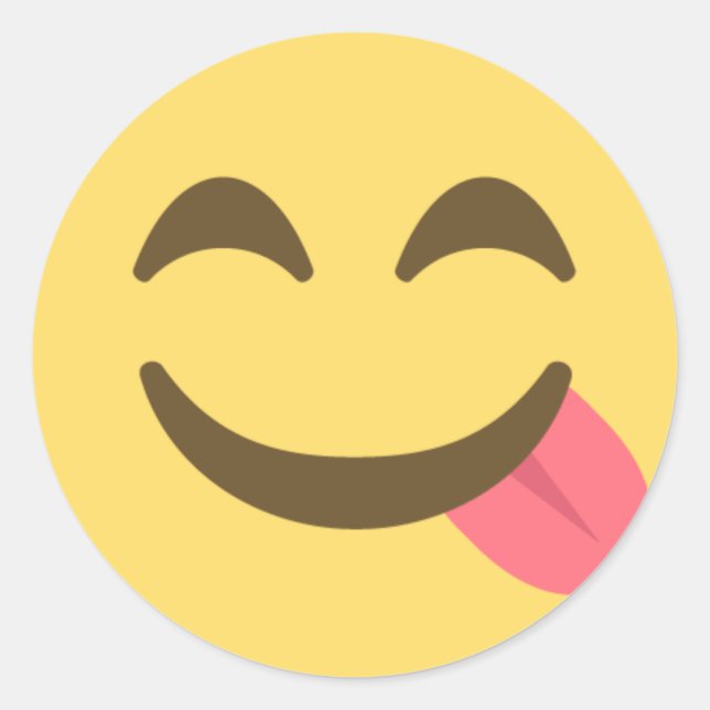 Pegatina Redonda Emoji divertida de la lengua (Anverso)