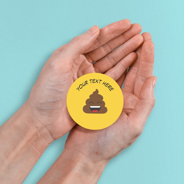 Pegatina Redonda Emoji divertida de poop con mensaje Personalizado (Subido por el creador)