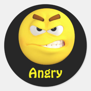 Pegatina Redonda Emoji enojada Emoticon Personalizado Face