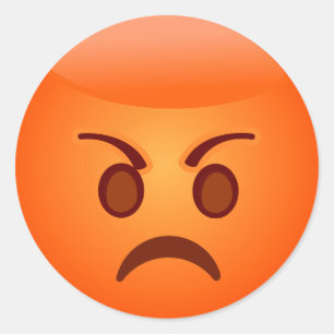 Pegatina Redonda Emoji enojada/triste