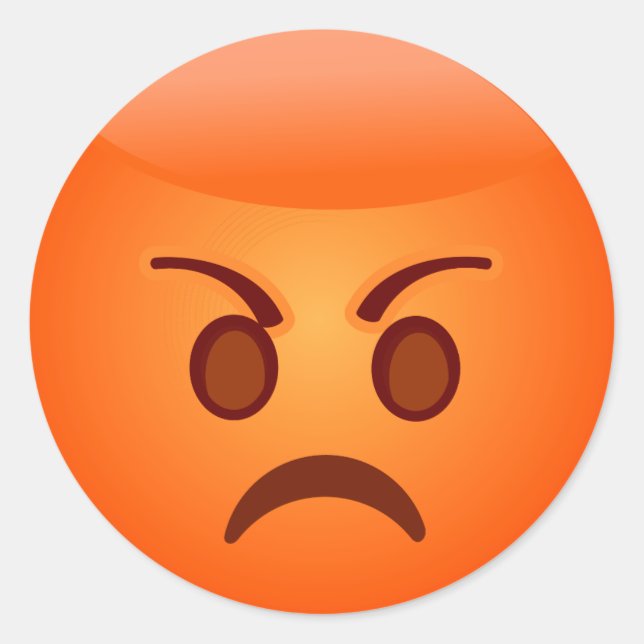 Pegatina Redonda Emoji enojada/triste (Anverso)
