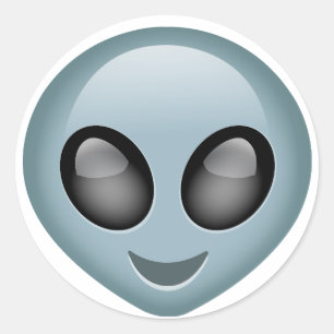Pegatina Redonda Emoji extranjera extraterrestre