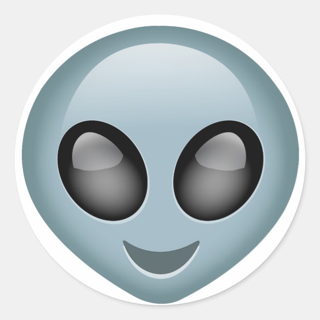 Pegatina Redonda Emoji extraterrestre (Anverso)