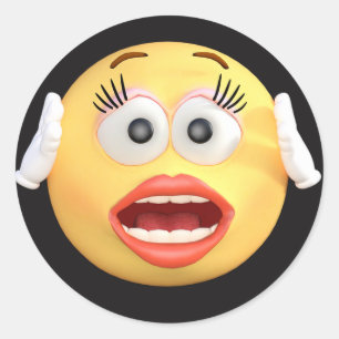 Pegatina Redonda Emoji facial con cara sorprendida