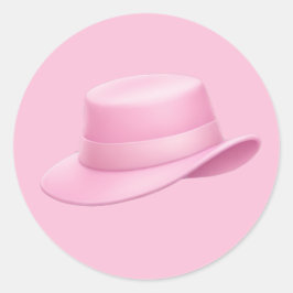 Pegatina Redonda Emoji Fedora Rosa -