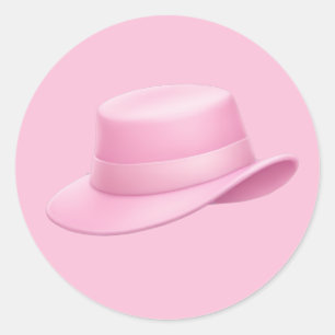Pegatina Redonda Emoji Fedora Rosa -