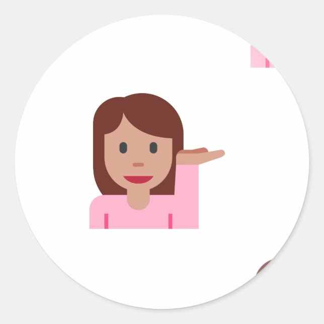 Pegatina Redonda emoji femenina (Anverso)