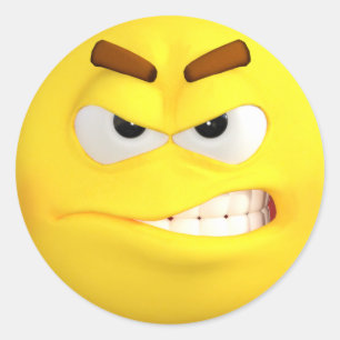 Pegatina Redonda Emoji furiosa