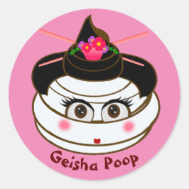 Pegatina Redonda Emoji Geisha Poop
