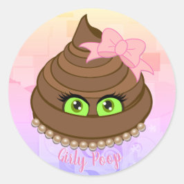 Pegatina Redonda Emoji Girly Poop