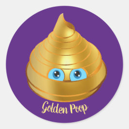 Pegatina Redonda Emoji Golden Poop