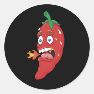 Pegatina Redonda Emoji Graciosa Salsa Caliente Chili Amante de la C